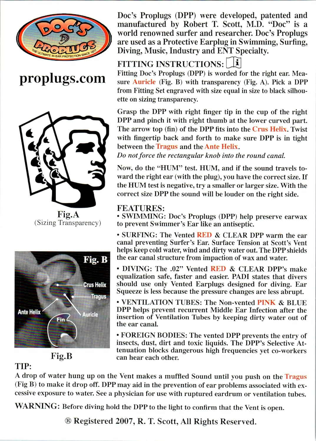 Doc's Proplugs Vented w/ Leash