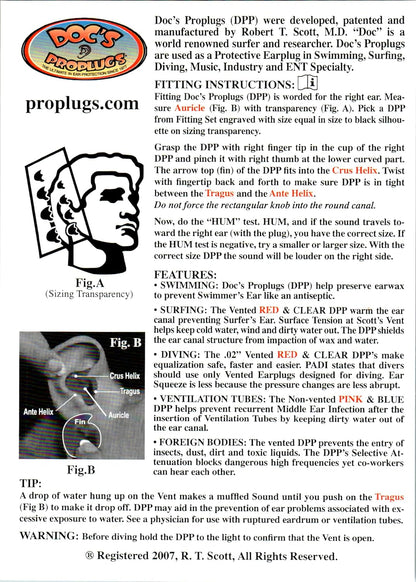 Doc's Proplugs Vented w/ Leash