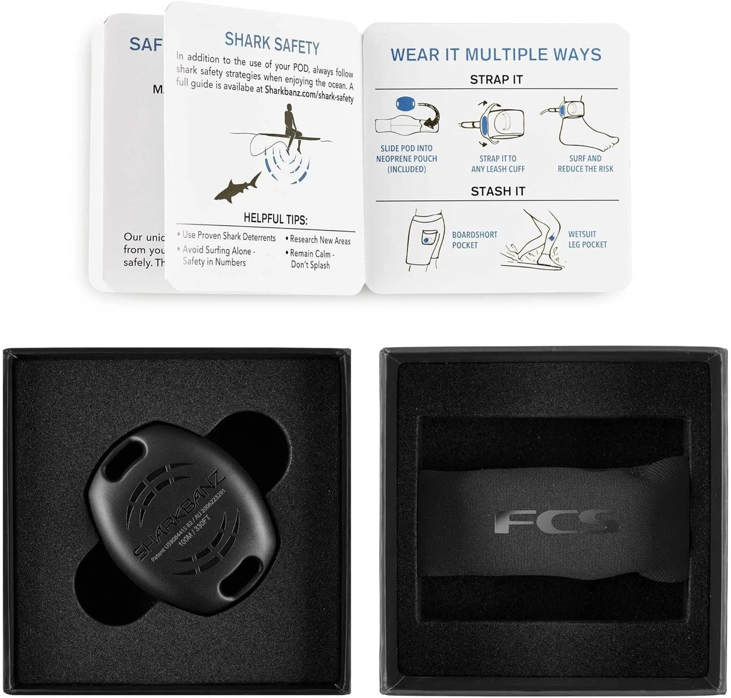 FCS x SHARKBANZ POD Shark Deterrent Magnetic Surfing Safety Lightweight